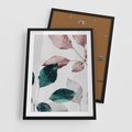 Plakat w ramie 50x70 - Pastelowe Liście w Minimalizmie - pastelowe liście, minimalistyczny obraz - rama czarna