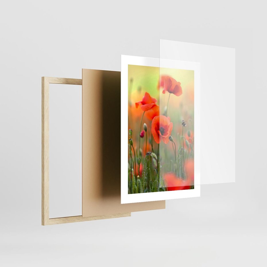 Plakat w ramie 30x40 - Makowa Pasja - maki, kwiaty - rama drewno