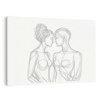 Obraz na płótnie 120x80 - Dialog z cieniami duszy - sztuka one line art, jedna kreska