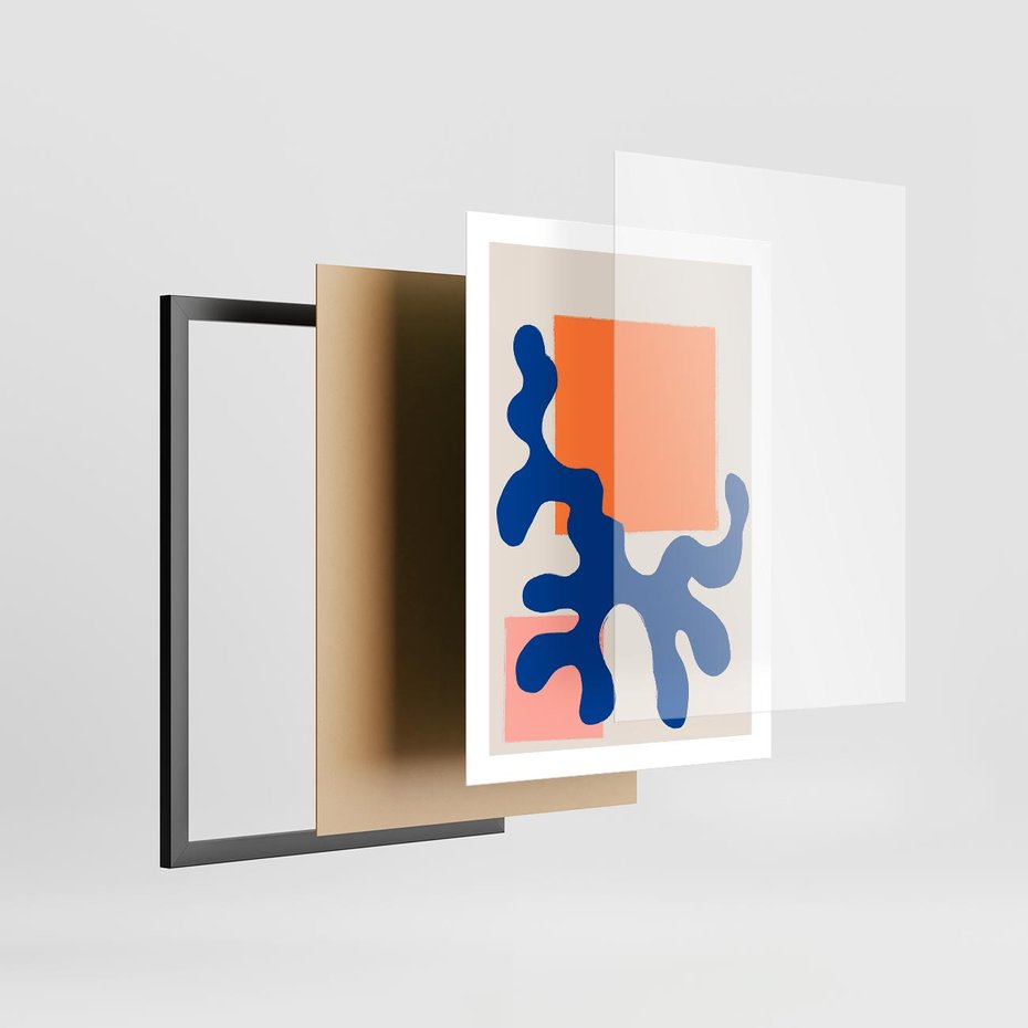 Plakat w ramie 50x70 - Bezczasowe Pastelowe Plamy - abstrakcja, nowoczesny plakat - rama czarna