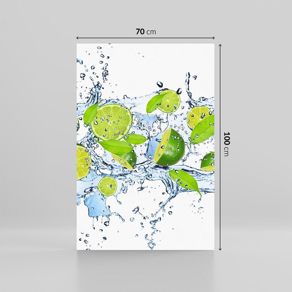 Obraz na płótnie 70x100 - Świeżość limonki i błękity wody - limonka, woda