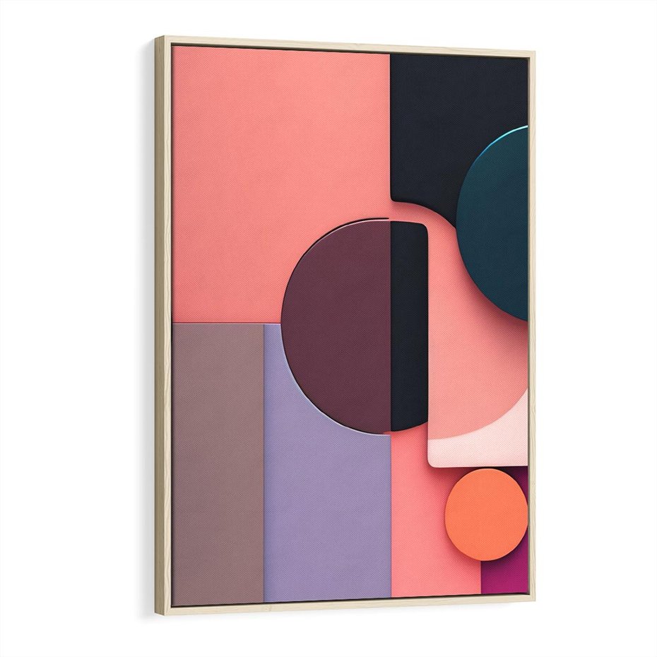 Obraz w ramie 80x120 - Przenikanie przestrzeni czasu - abstrakcja, geometria - rama drewno