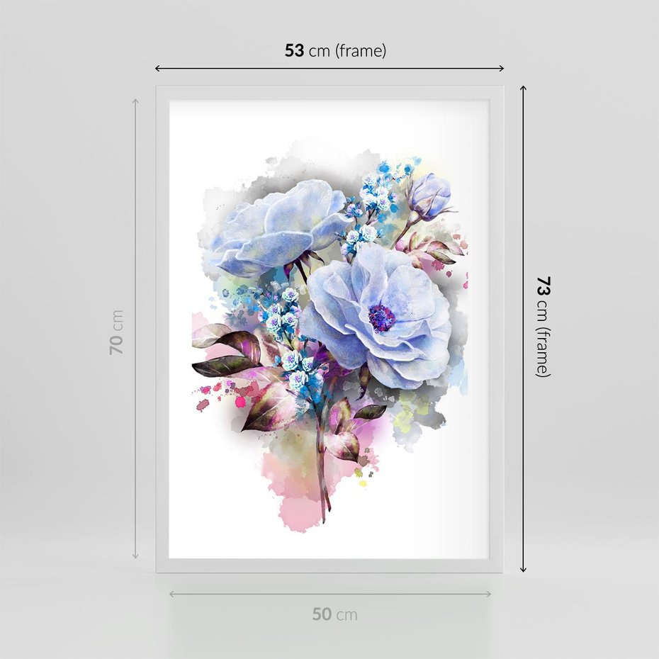 Plakat w ramie 50x70 - Kolorowa Ekspresja - kwiaty, graficzne - rama biała