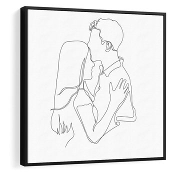 Obraz w ramie 50x50 - Bezgraniczne Przenikanie - para zakochanych, kobieta i mężczyzna - rama czarna