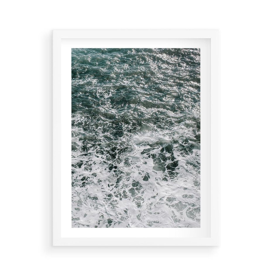 Plakat w ramie 50x70 - Sztormowa Przygoda - morze, ocean - rama biała