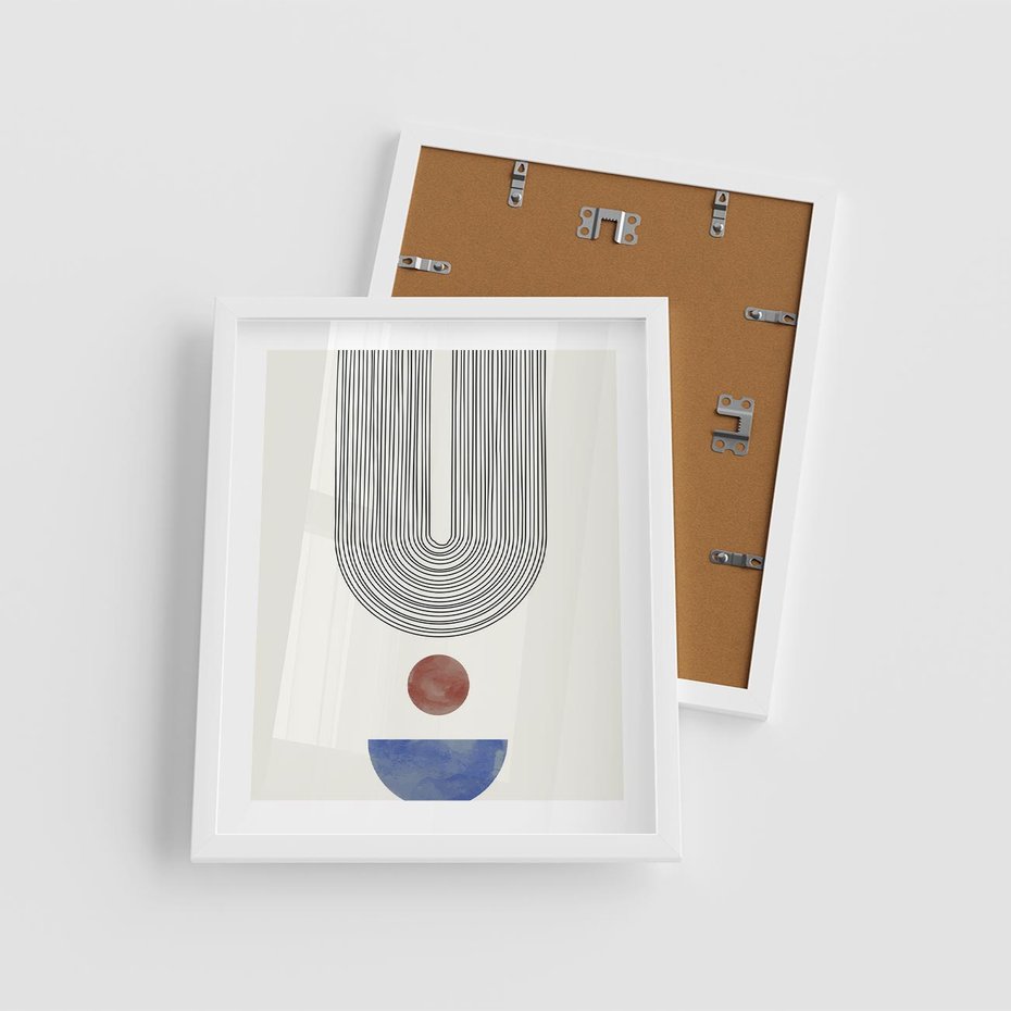 Plakat w ramie 40x50 - Rozplątane Wibracje - nowoczesny plakat, styl midcentury - rama biała