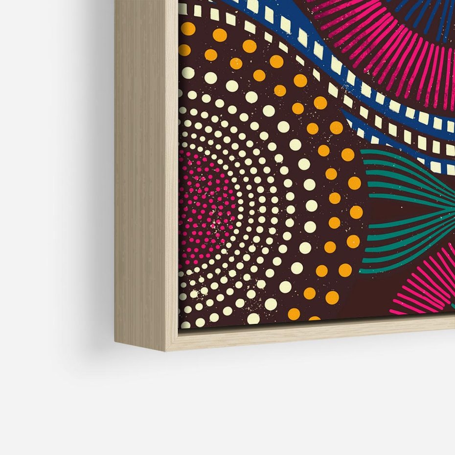 Obraz w ramie 80x80 - Energia Wzorców - enticzne wzory, kształty - rama drewno