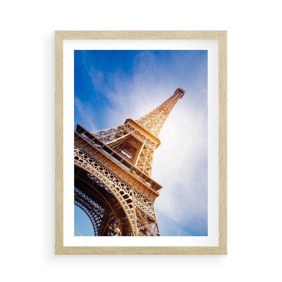Plakat w ramie 50x70 - Eiffla - ikona Paryża - Eiffla, Paryż - rama drewno
