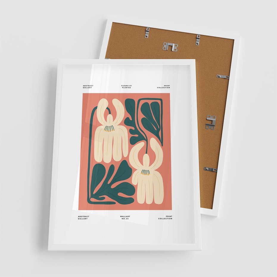 Plakat w ramie 50x70 - Migotliwe Echa - kwiaty, nowoczesna abstrakcja - rama biała