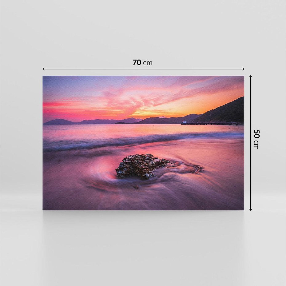 Obraz na płótnie 70x50 - Zaklęty Zachód - magiczny zachód słońca, fioletowe