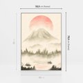 Obraz w ramie 50x70 - Przyroda Japonii - japońska akwarela, góry - rama biała