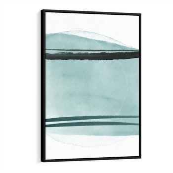 Obraz w ramie 50x70 - Turkusowy Świat - minimlizm, abstrakcja - rama czarna