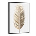 Obraz w ramie 50x70 - Złoty blask palmowego liścia - złota, palma - rama czarna