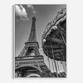 Obraz w ramie 80x120 - Zabawa w Paryżu - czarno białe zdjecie, wieża eiffla - rama biała