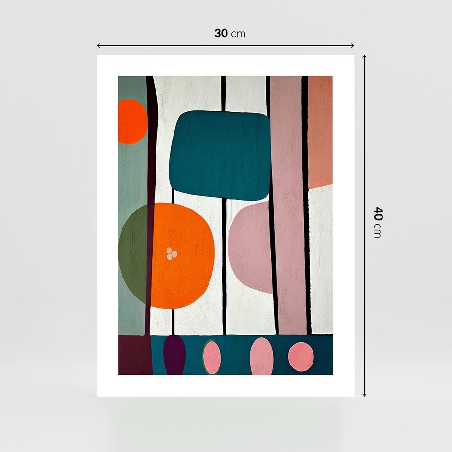 Plakat bez ramy 30x40 - Migotliwa Aura Serca - abstrakcyjny obraz olejny, dziwne formy