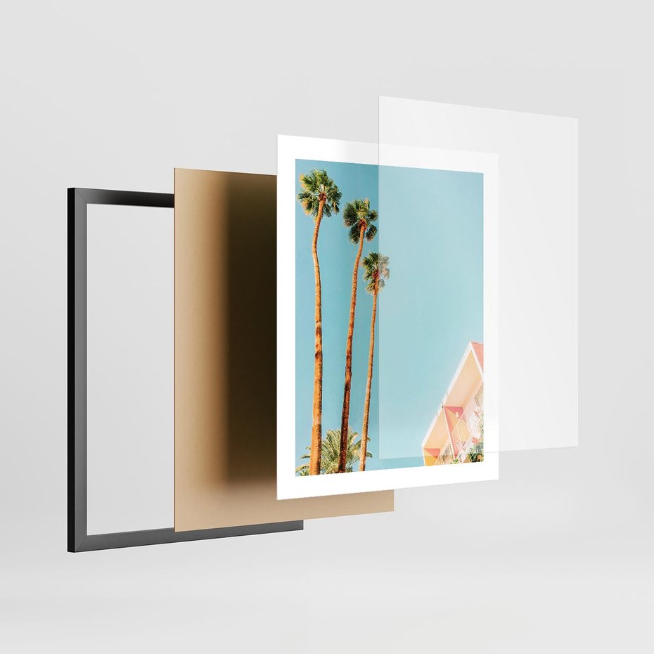 Plakat w ramie 40x50 - Letnie Marzenia - palmy, na tle nieba - rama czarna