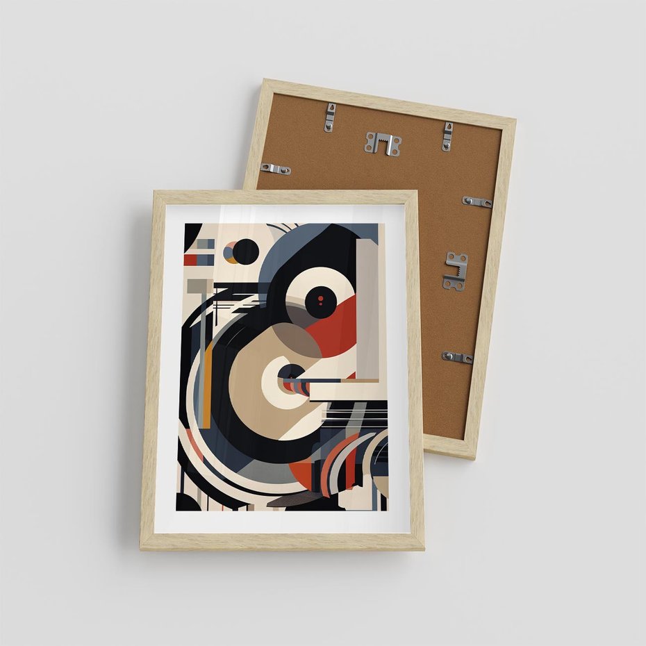 Plakat w ramie 30x40 - Wibracje Marzeń - abstrakcyjny obraz, geometryczne koła - rama drewno