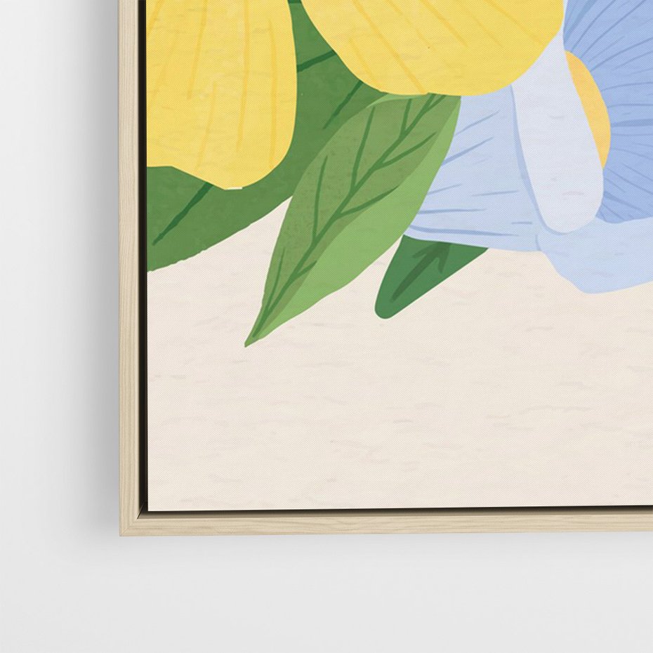 Obraz w ramie 50x70 - Kwiatowy Uśmiech - kwiaty, akwarela - rama drewno