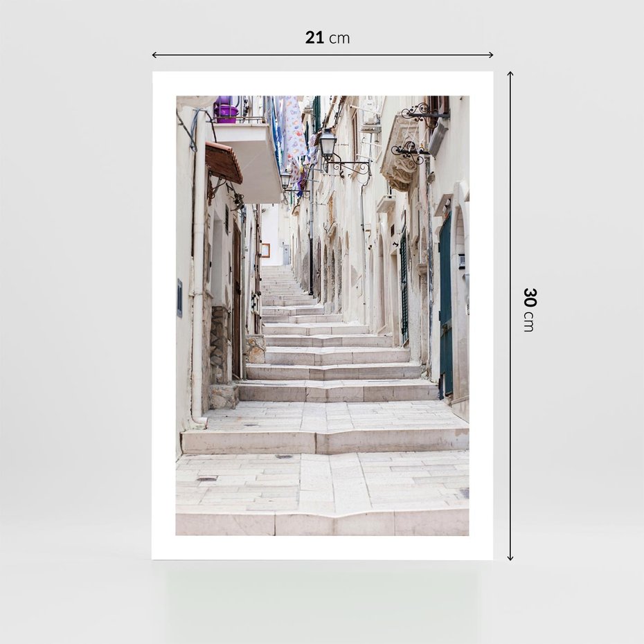 Plakat bez ramy 21x30 - Urokliwa uliczka w perspektywie - uliczka, perspektywa