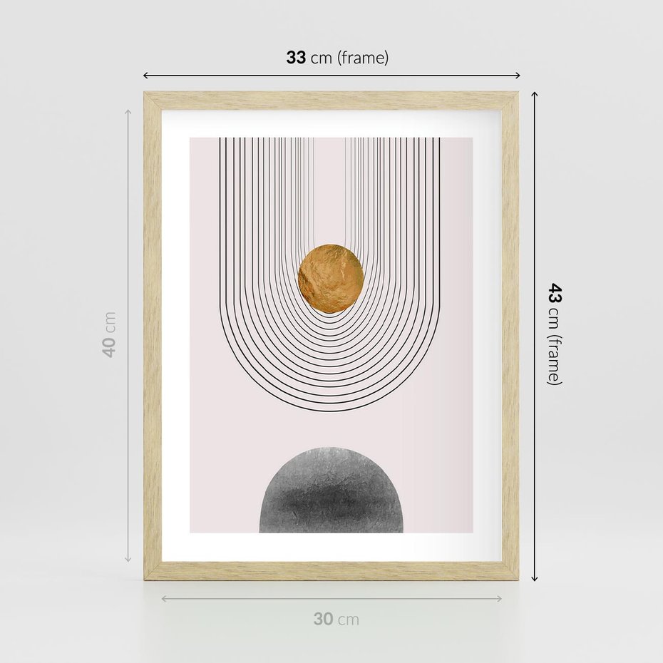 Plakat w ramie 30x40 - Geometryczny Blask - nowoczesna grafika, geometria - rama drewno