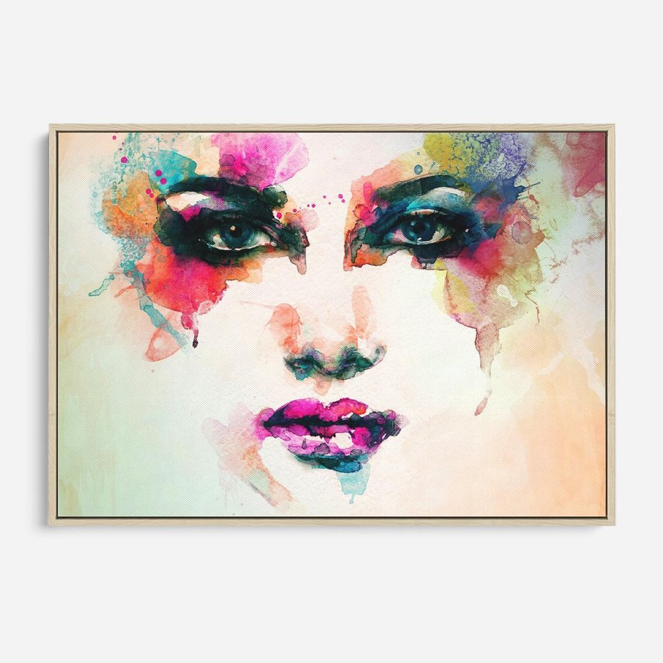 Obraz w ramie 100x70 - Eteryczna Głębia Dusz - portret twarz kobiety, wyraziste oczy - rama drewno