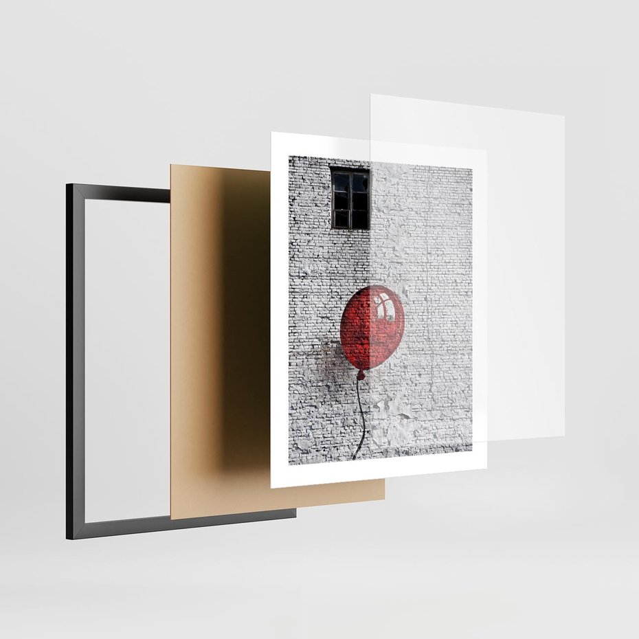 Plakat w ramie 40x50 - Mur Balonów - mur, balon - rama czarna