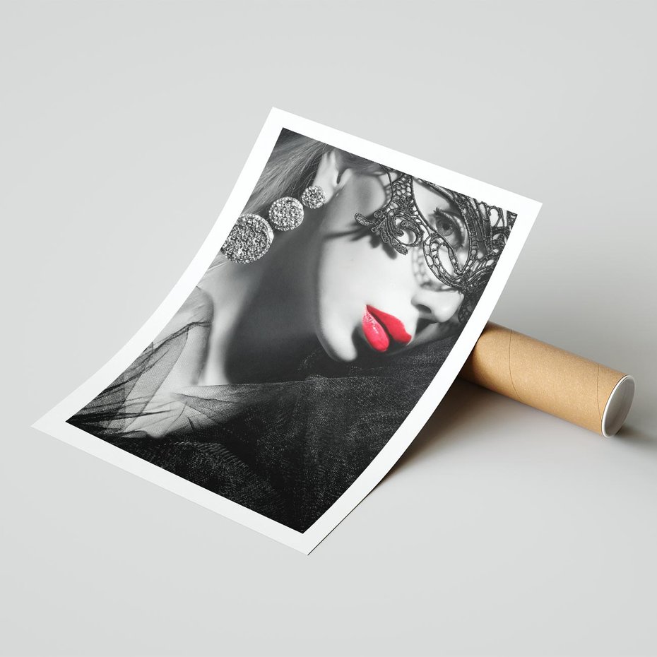 Plakat bez ramy 21x30 - Zmysłowe usta damy - kobieta, usta