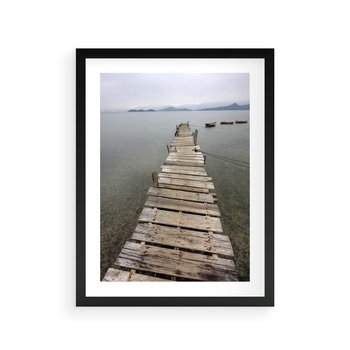Plakat w ramie 30x40 - Jeziorne Refleksje - pomost, jezioro - rama czarna