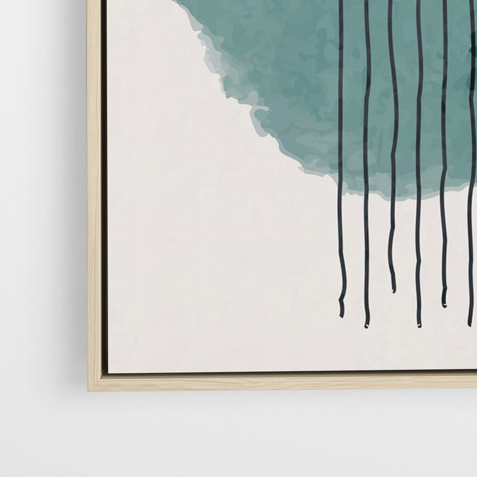 Obraz w ramie 70x100 - Podróżne Inspiracje - abstrakcyjna akwarelowa plama, nieregularne kreski - rama drewno