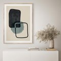 Plakat w ramie 50x70 - Migotliwe Refleksje - abstrakcyjne nieregularne kształty, minimalistyczny plakat - rama drewno