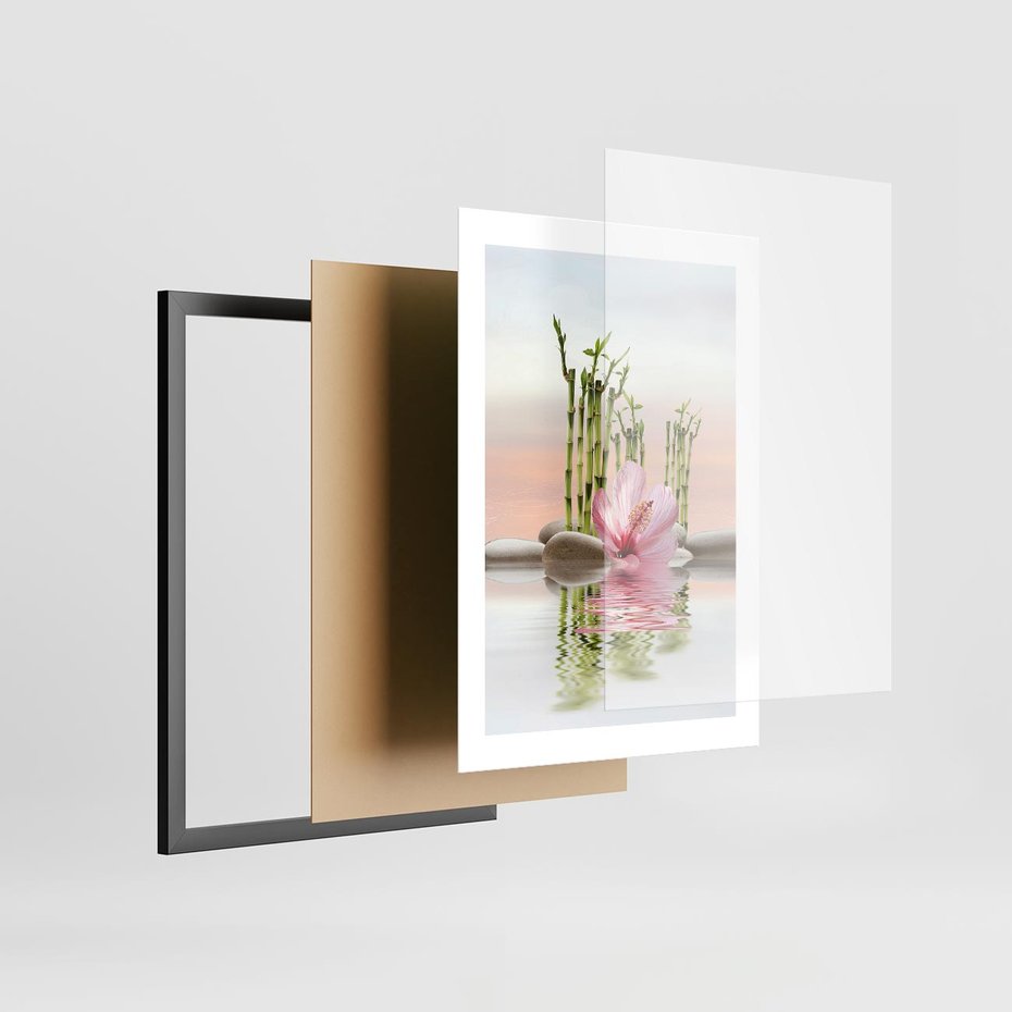 Plakat w ramie 30x40 - Harmonia i relaks - spa, bambus - rama czarna