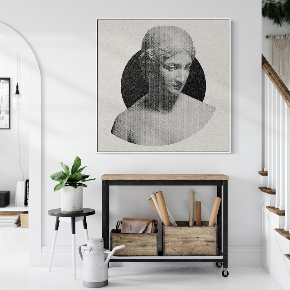 Obraz w ramie 80x80 - Sztuka Zeszłych Czasów - antyczna rzeźba kobiety, posąg - rama biała