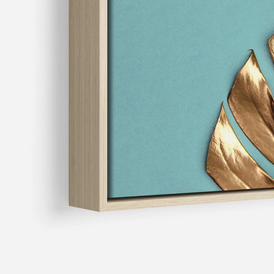 Obraz w ramie 70x50 - Piękno Natury - złote, liście - rama drewno