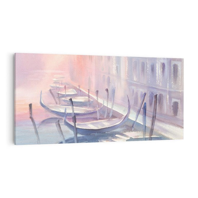 Obraz na płótnie 100x50 - Romantyczne Zachody - akwarelowy rysunek, stonowane pastelowe kolory