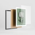 Plakat w ramie 30x40 - Objęcia Zieleni - zielona abstrakcja, zgaszona zieleń - rama czarna