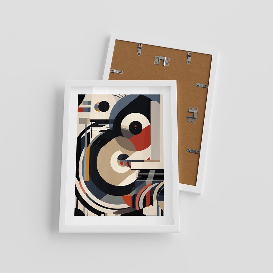 Plakat w ramie 30x40 - Wibracje Marzeń - abstrakcyjny obraz, geometryczne koła - rama biała