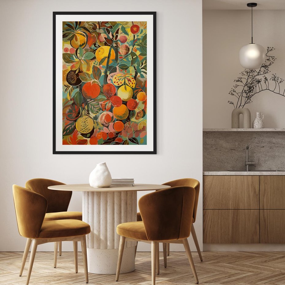 Plakat bez ramy 30x40 - Księga Surrealnych Wyobrażeń - abstrakcyjny obraz owoców, jak picasso
