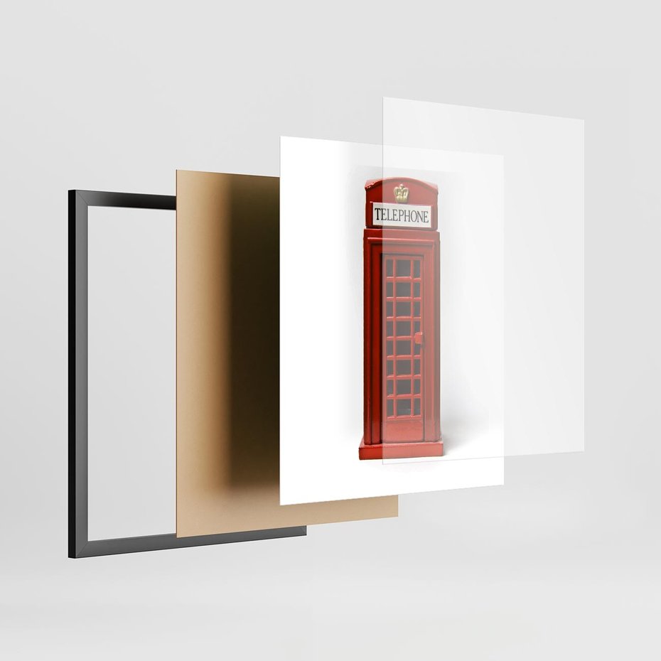 Plakat w ramie 40x50 - Ikona Londynu - Londyn, budka - rama czarna