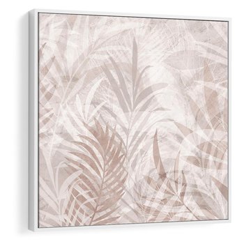 Obraz w ramie 80x80 - Pejzaż zaklętych uczuć - monochromatyczne, w odcieniach beżu - rama biała