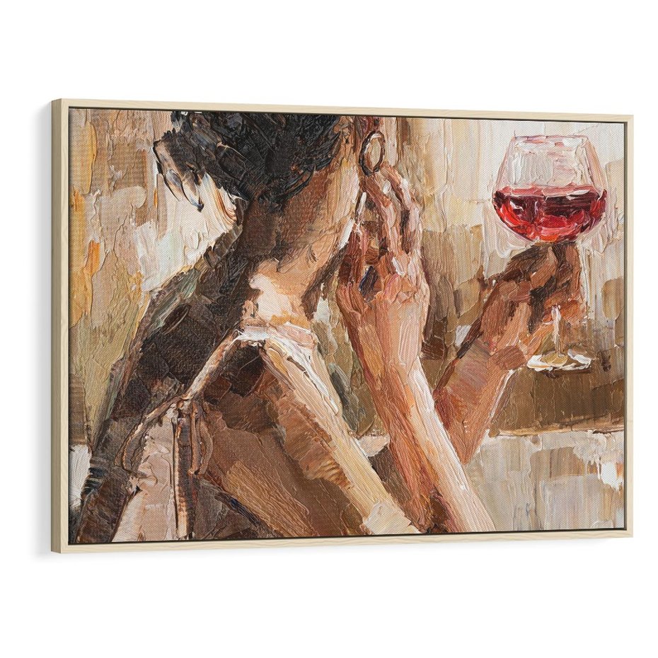 Obraz w ramie 70x50 - Wibracje - portret, kobieta - rama drewno