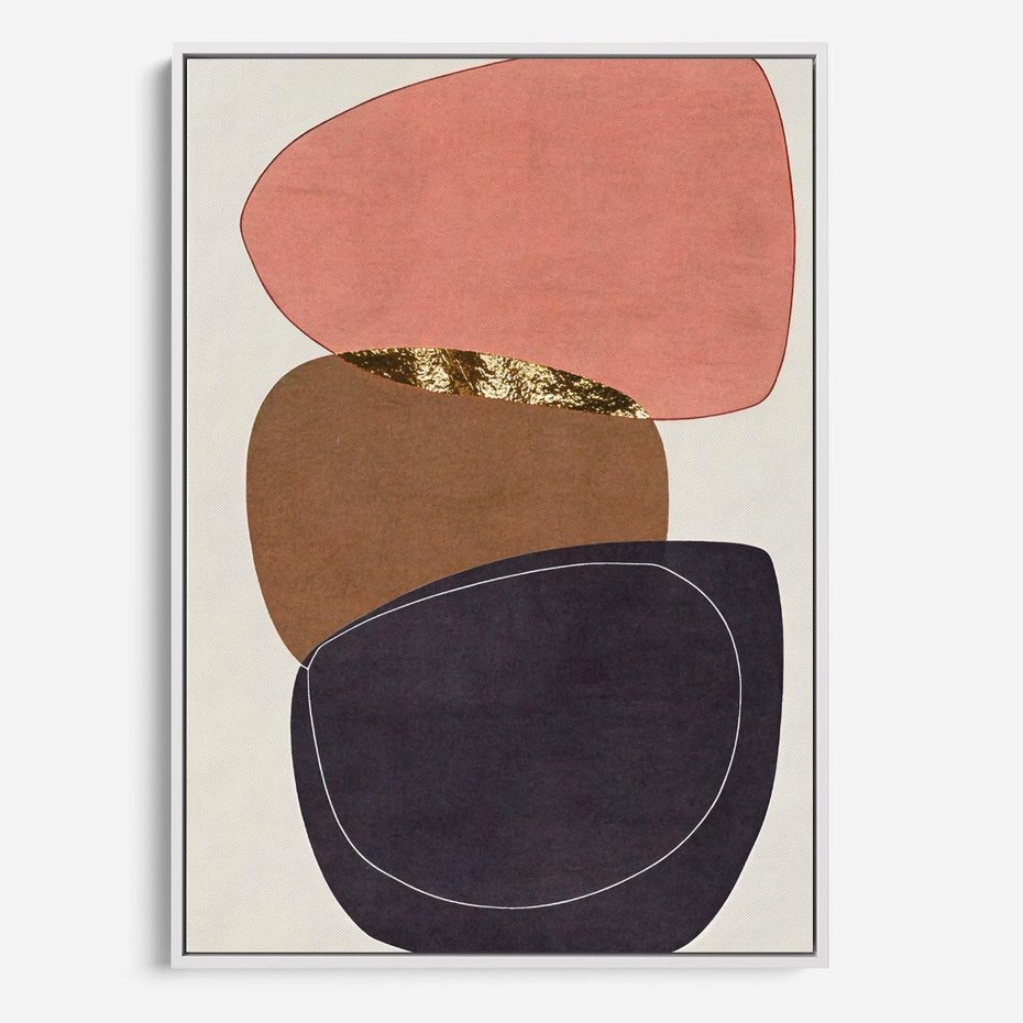 Obraz w ramie 50x70 - Rozkwitające Przenikające Formy - abstrakcyjny obraz, geometryczne formy - rama biała