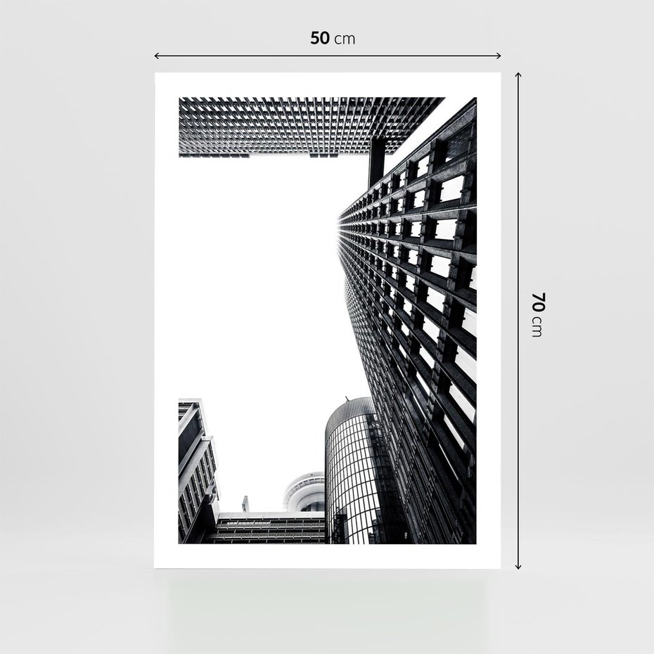 Plakat bez ramy 50x70 - Monochromatyczna Sceneria Wieżowców - architektura, wieżowce