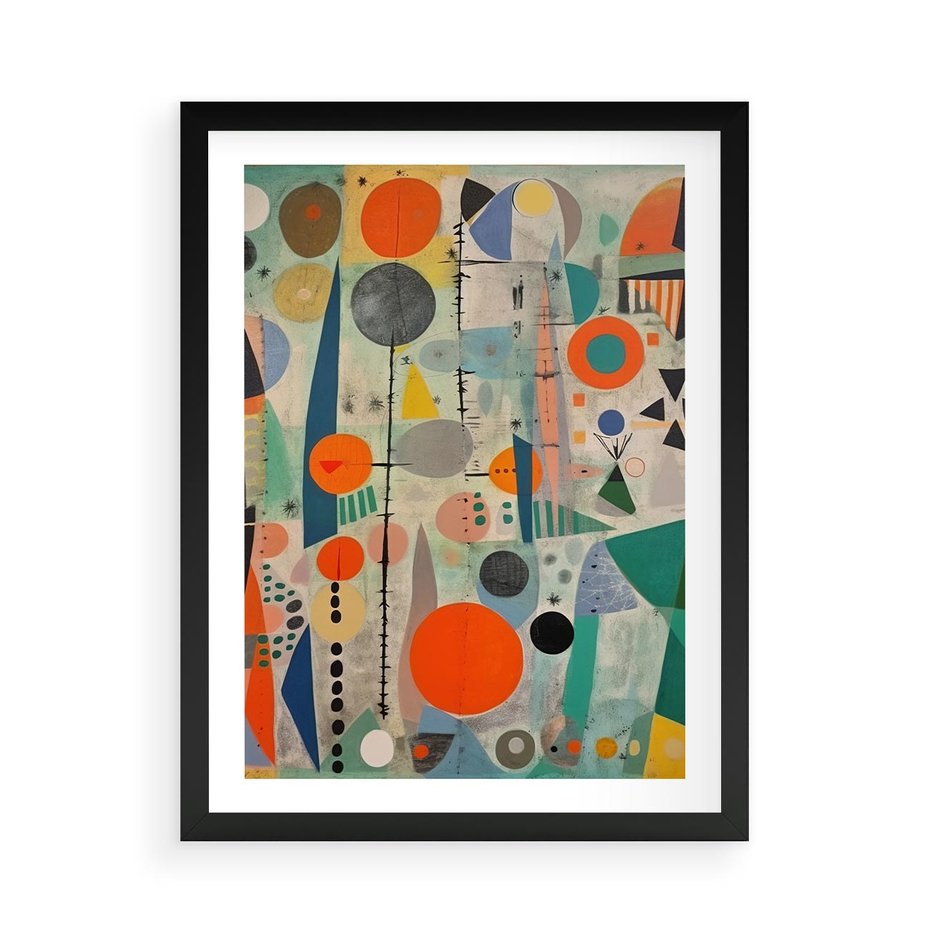 Plakat w ramie 50x70 - Wewnętrzne Zagadki Kształtów - abstrakcyjny obraz, sztuka abstrakcji - rama czarna