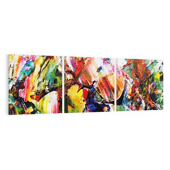 Obraz na płótnie 150x50 - Szalejące ognie kolorów - abstrakcja, farby olejne