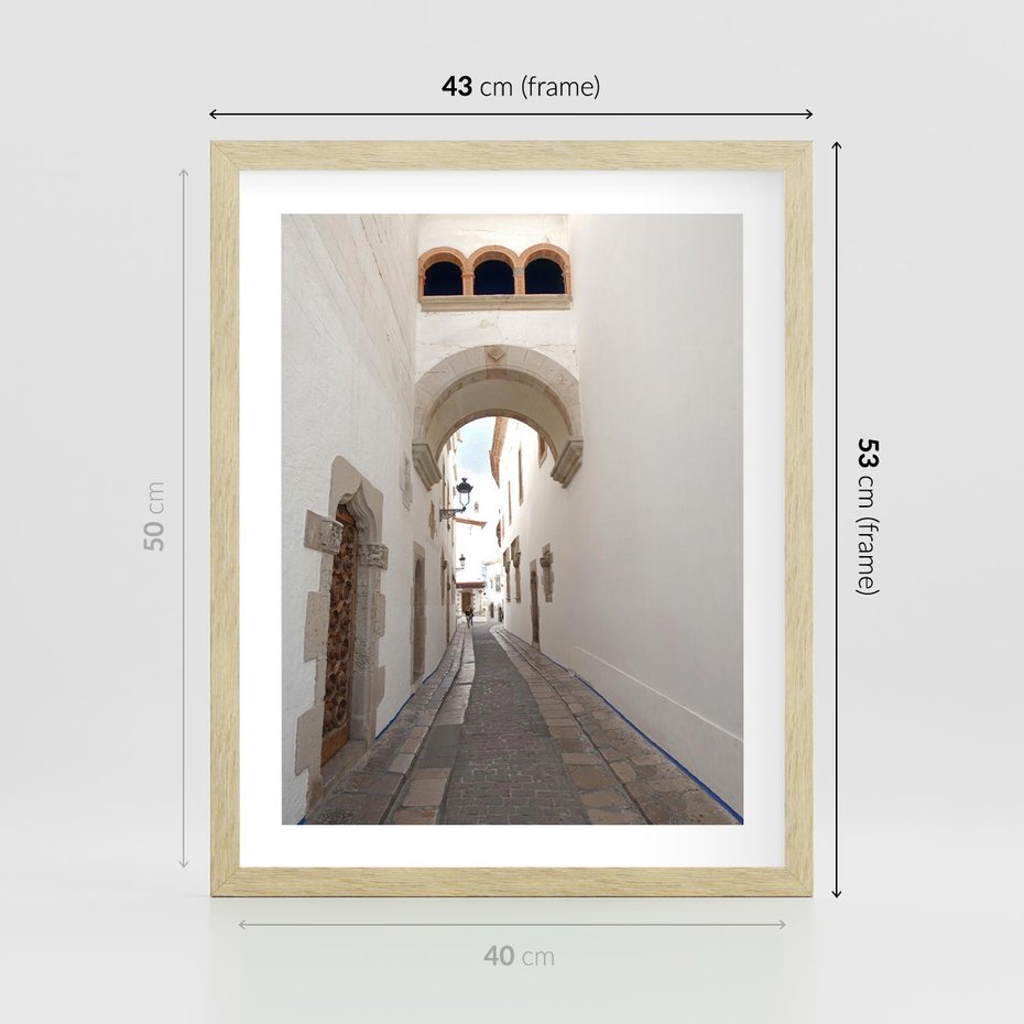 Plakat w ramie 40x50 - Perspektywiczna Magia Uliczki - uliczka, perspektywa - rama drewno