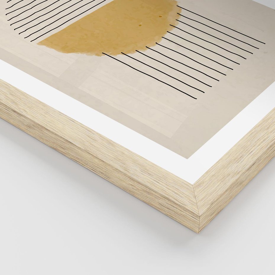 Plakat w ramie 30x40 - Podróżne Kreski - akwarelowa plama, geometryczne szkicowane kształty - rama drewno