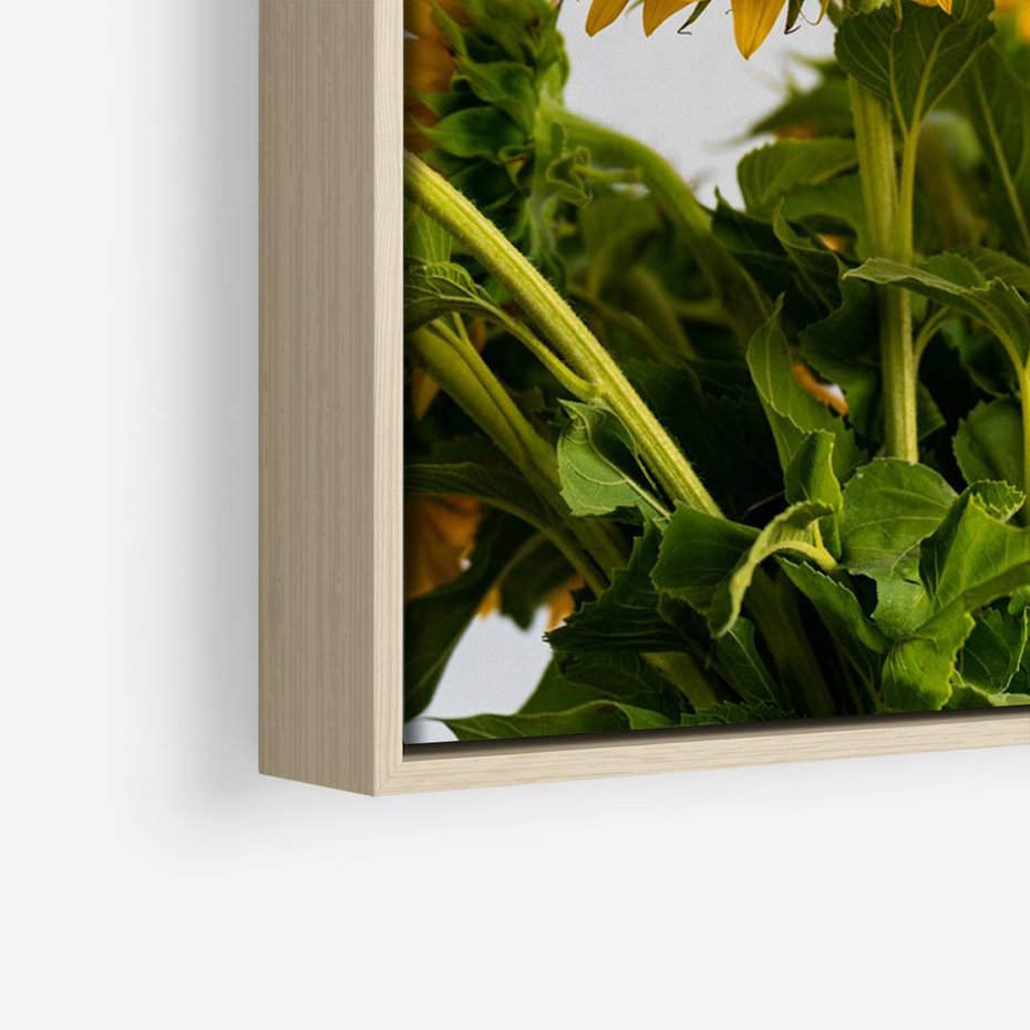 Obraz w ramie 100x70 - Słoneczna Radość - fotografia, żółte słoneczniki - rama drewno