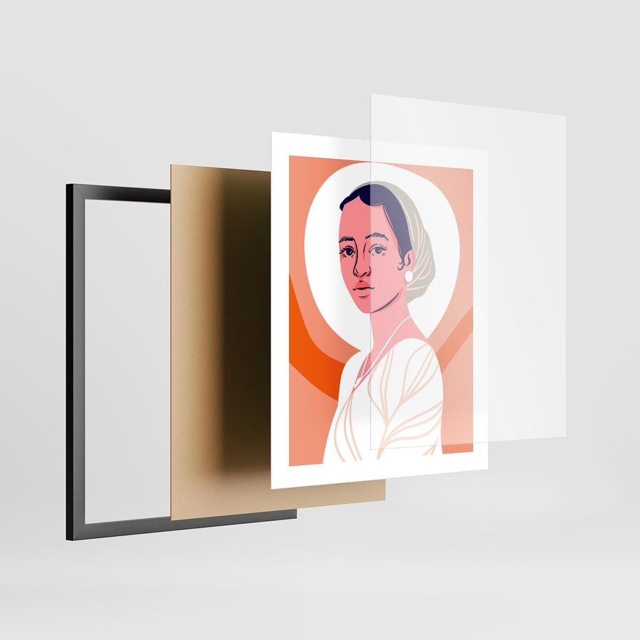 Plakat w ramie 40x50 - Kobieca Harmonia - nowoczesny plakat, styl retro - rama czarna