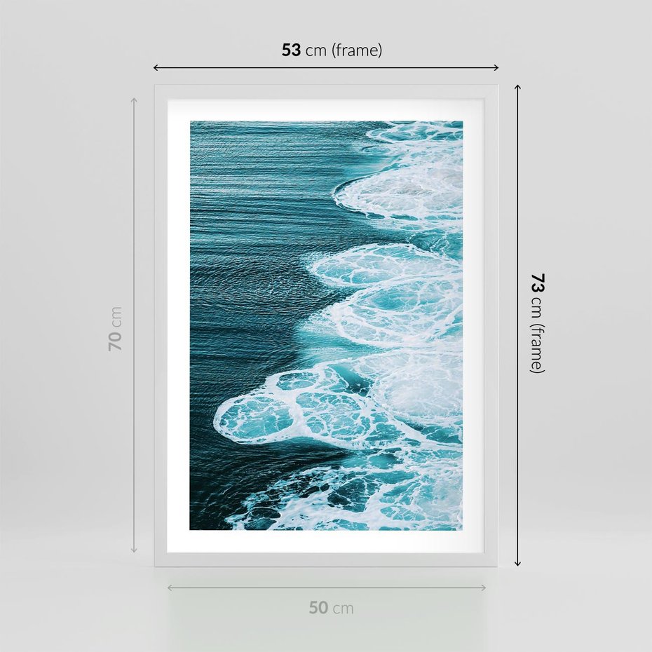 Plakat w ramie 50x70 - Morska potęga - morze, ocean - rama biała