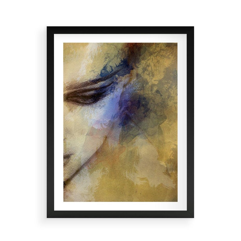 Plakat w ramie 50x70 - Graficzna ekspresja kobiecego portretu - portret, grafika - rama czarna